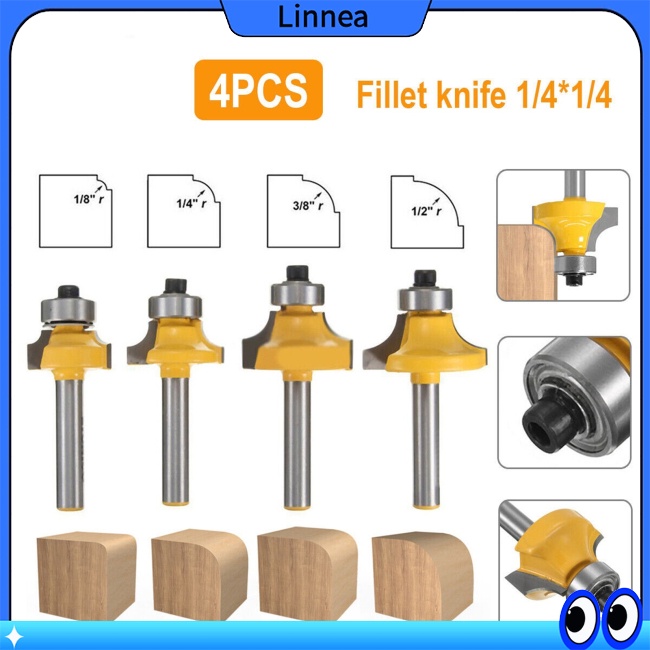 Linnea 1/4Inch Shank Roundover Edging Router Bit Set Corner Rounding