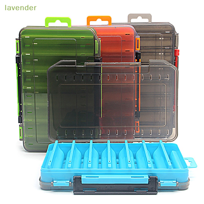 lavender Fishing Tackle Box 14 Compartments Fishing Accessories Lure Hook  Storage Case Double Sided Fishing Tool Organizer Boxes PH