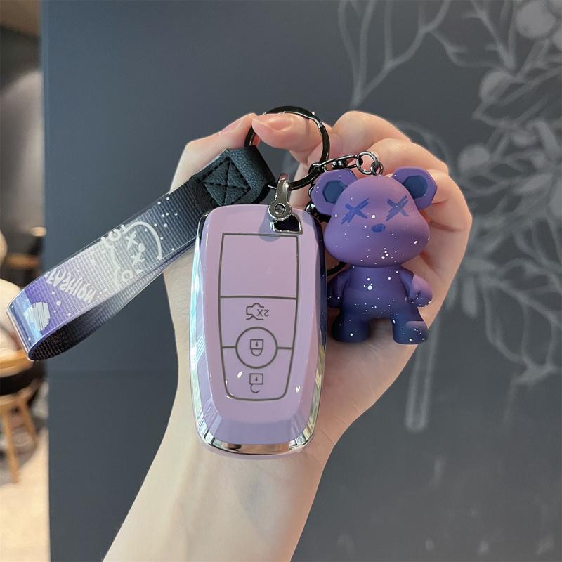 For Ford Ecosport F150 F250 Ranger XL Maverick Car Flip Key Fob Chain Cover Case - Foto 5