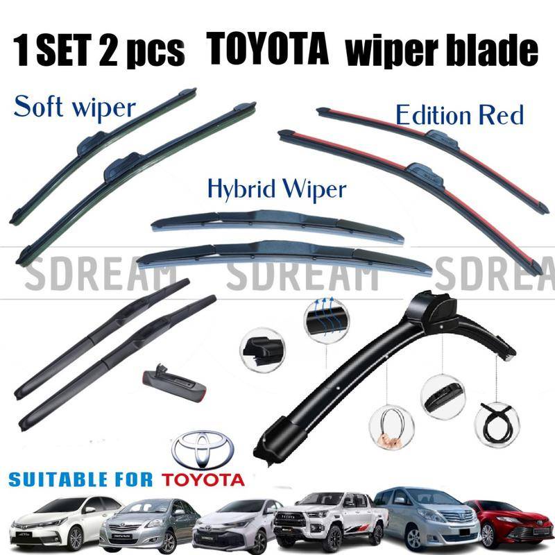1 SET (2PCS) TOYOTA Car Wiper Soft Rubber Wipers Blade camry altis vios