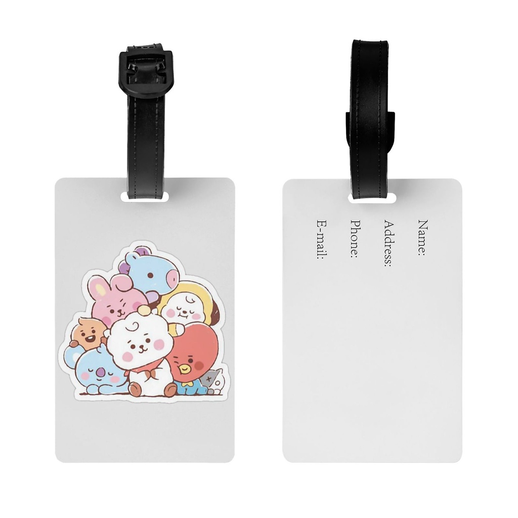BT21 Plastic Waterproof Luggage Tag BTS Travel Suitcase Bag Name ...