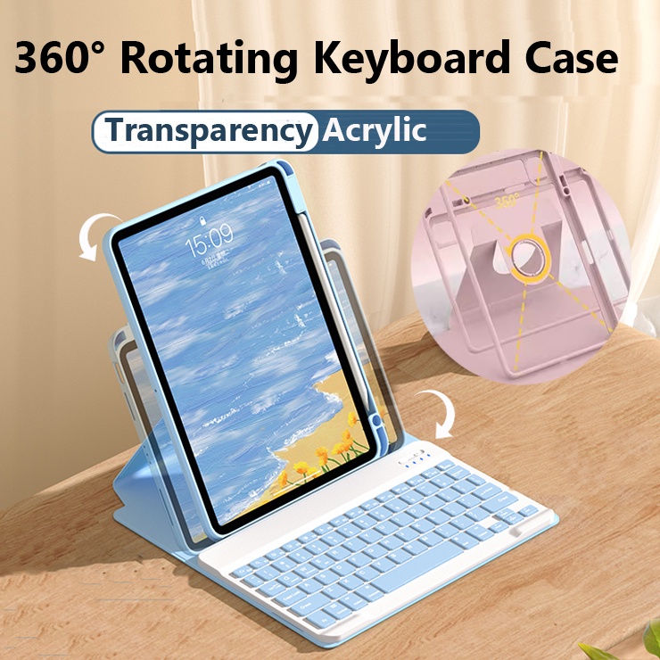 360° Rotating Clear Acrylic Keyboard Case for Samsung Galaxy Tab A9