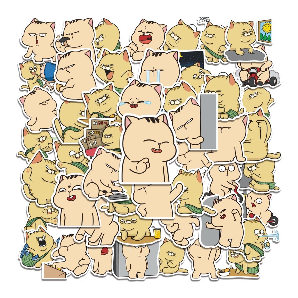 COD 50 Pcs Funny Tomcat Stickers Cute Tom Cat/ Waterproof For Notebook ...