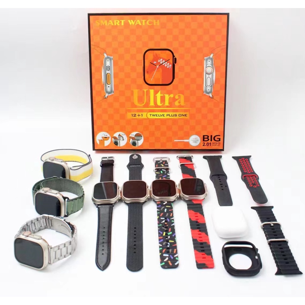 New Ultra 12 in 1 Smart Watch Set Real Screw Fastener Multi Strap S9 ...