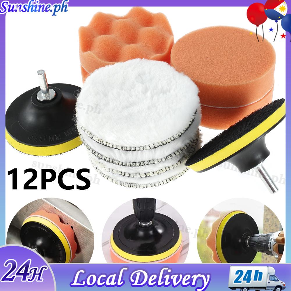 12pcs 4 Inch Polishing Pads Sponge Woolen Waxing Buffing Pad Kits with