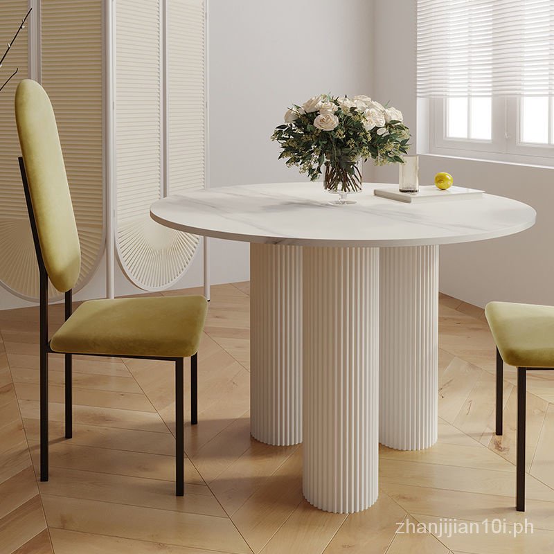 Nordic simple rock board round dining table small apartment