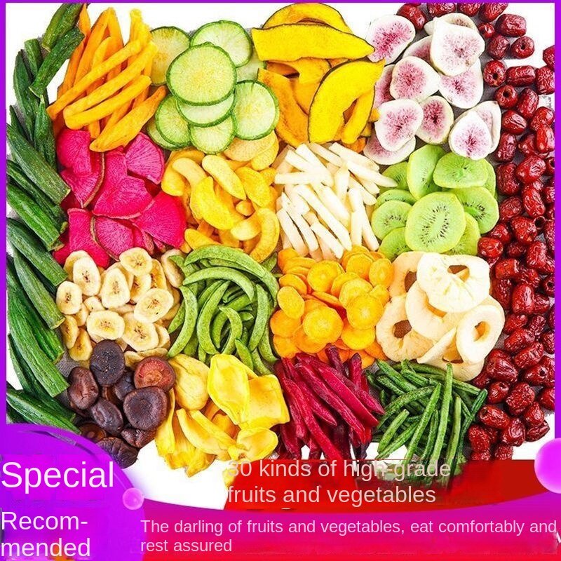 Fruit and vegetable crisps, mixed dried fruit and vegetable crisps