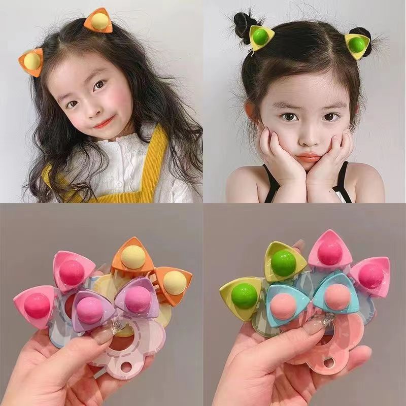 1Pcs Candy Color Sweet Girls Children Cute Kitten Shape Bangs Hair Clip ...