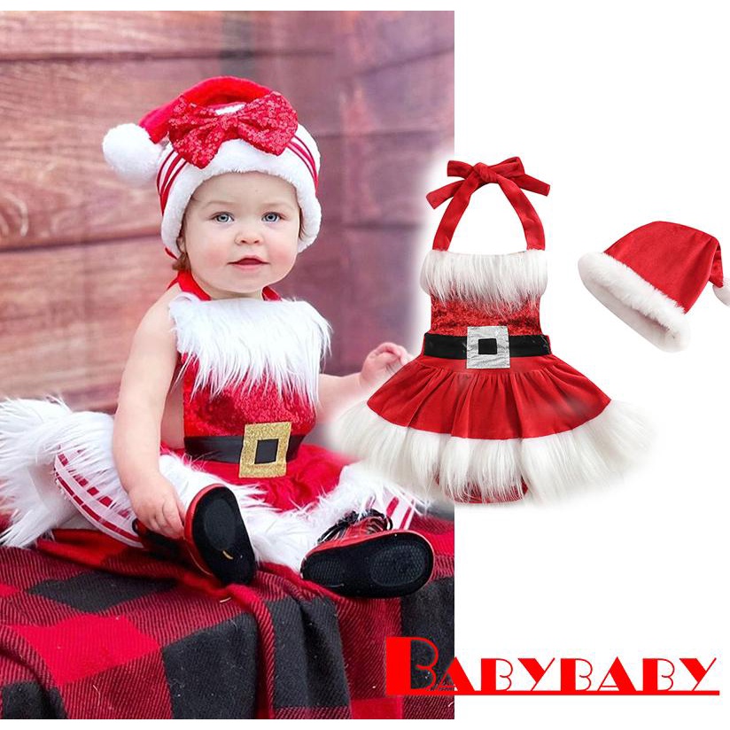 Santa Claus Costume Baby METYOUEZE Toddler Girls Christmas Outfit - Velvet Jumpsuit With Bell Bottom Pants & Santa Hat Set Holiday Toddler Clothes