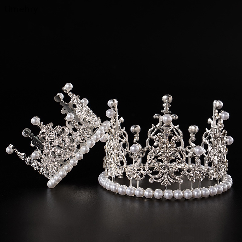 TY 1pcs Pearl Crown Cake Decorative Small Tiaras Crystal Pearl Princess