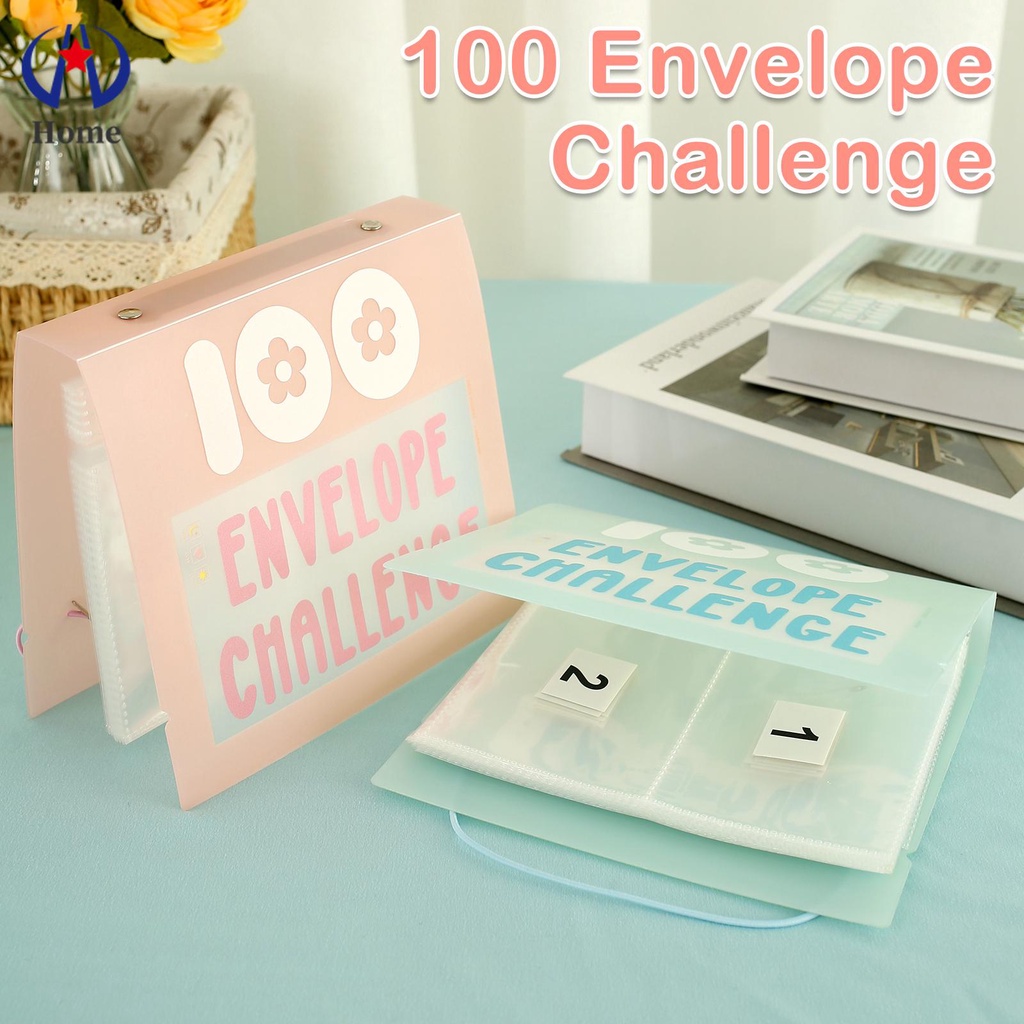 100 Envelope Challenge Binder Reusable Budget Binder Book with Cash ...