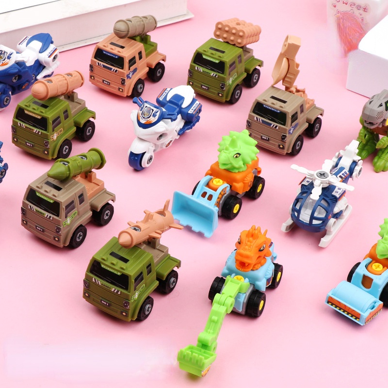 Children DIY Inertia Military Car Toys Assembled Dinosaur Toy ...