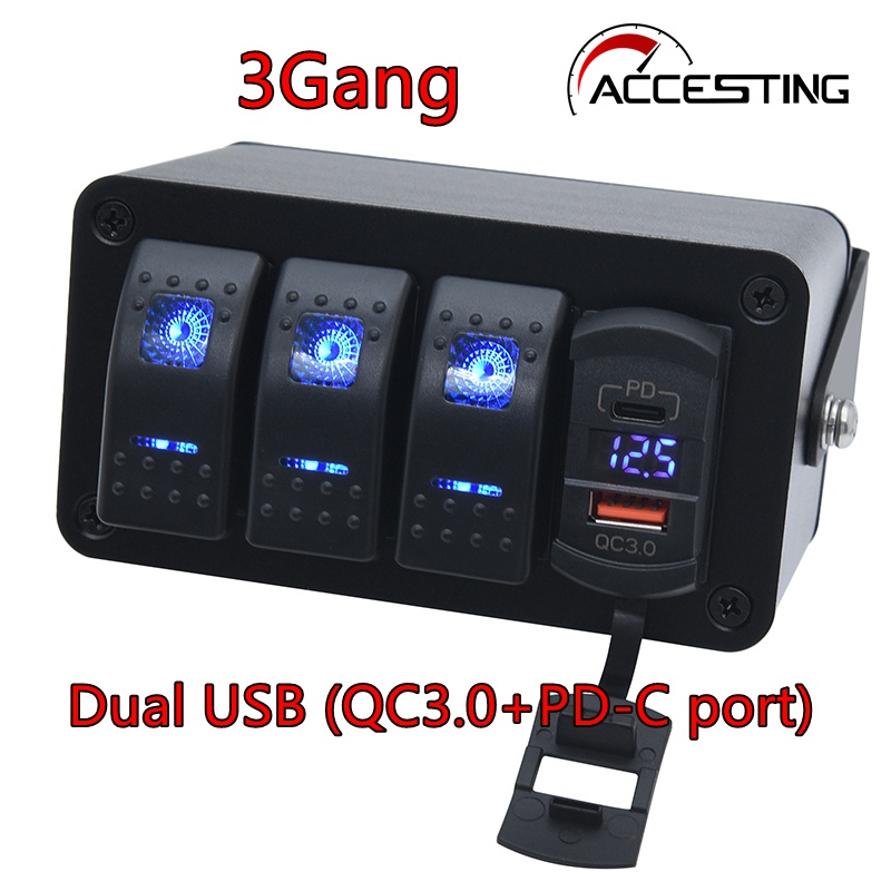 Switch Panel 12v 4 In 1 Charger Socket Panel,12V 3.1A Dual USB - Foto 8