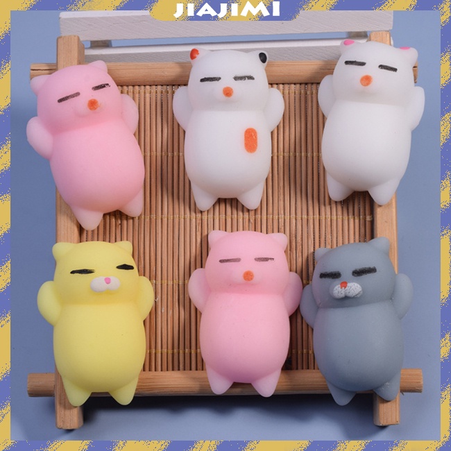 JM Soft Rubber Cute Cat Shape Stress Relief Doll High Elasticity Colored Dumpling Kneading Toys