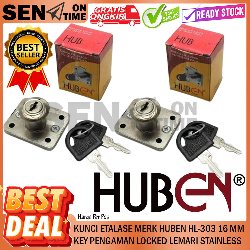 Huben Drawer Lock Hl-303 16 Mm Display Case Counter Locker PushLock ...