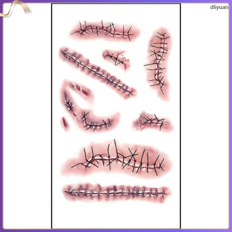 3pcs Realistic Wound Scar Temporary Sticker Stitch Scab Props for ...