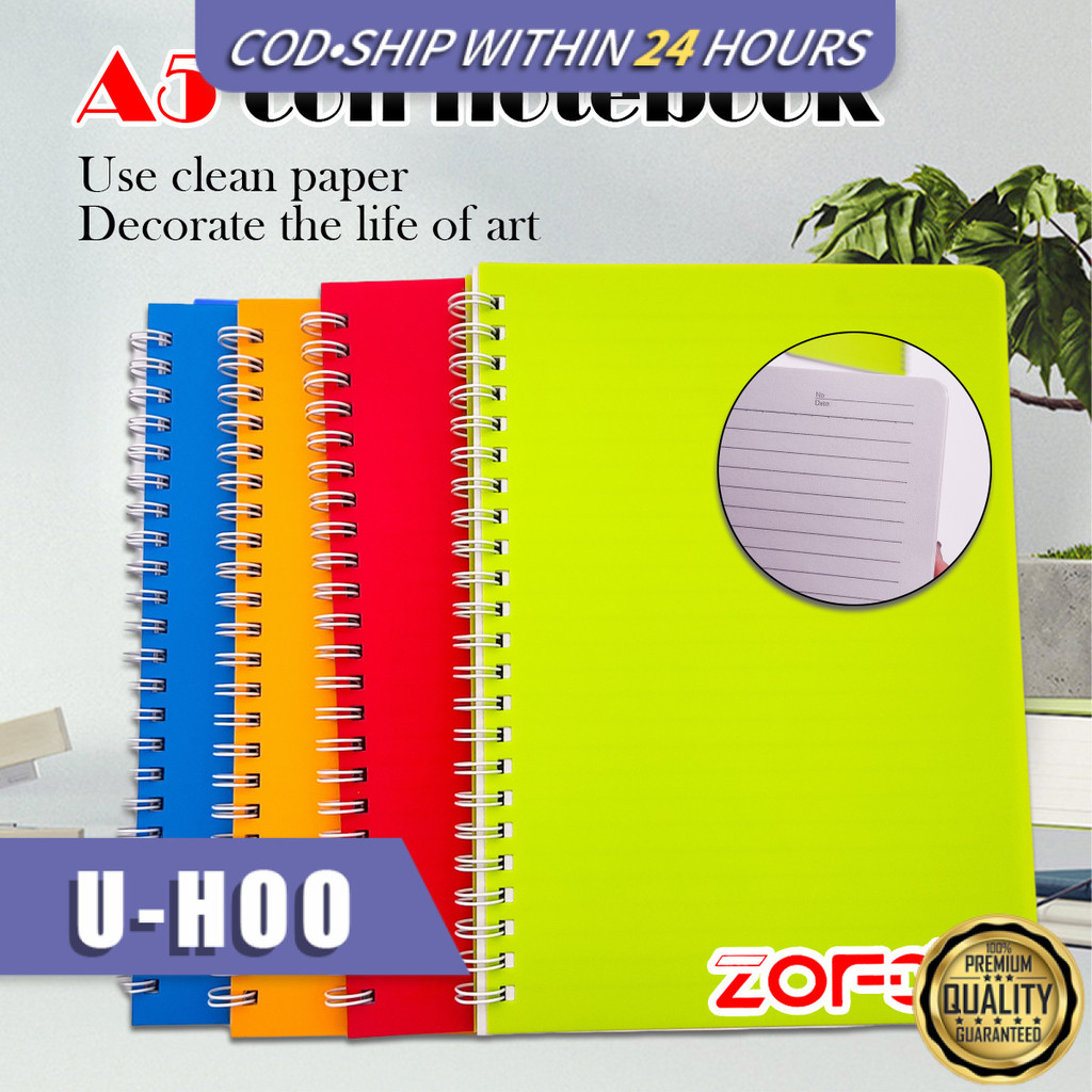 PP Cover Spring Notebook Anti-Water Scratch A5 Double Metal Ring Spiral ...