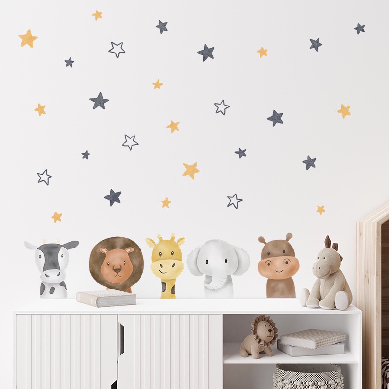 Colorful Cartoon Animal Wall Decor Sticker for Children's Room and