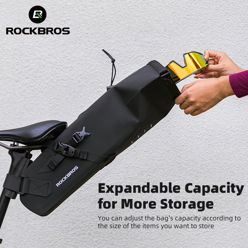 ROCKBROS Upgrade Waterproof Bicycle Saddle Bag 3L Expandable Road Bike
