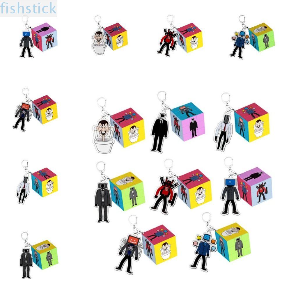 Fishstick Skibidi Toilet Keychain, Cube Pendant Camara Man Camara Man 