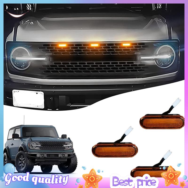 【dfhgdhhh】Front LED Grille Lights Amber Dynamic Lamps Car Front Grille