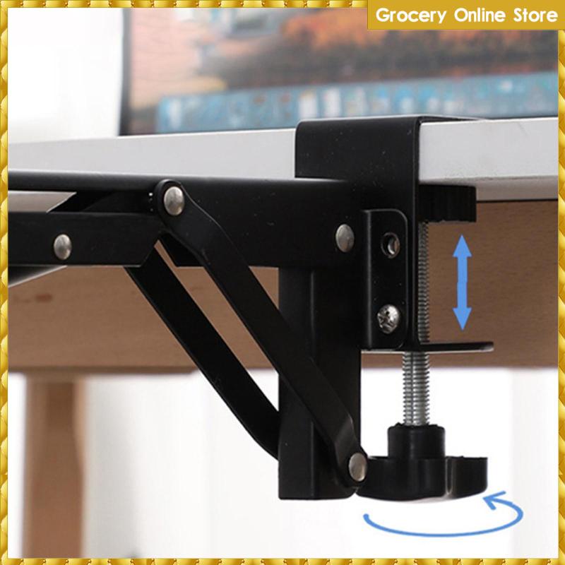 Black Keyboard Tray Clamp Mount Adjustable Height Punch Clamp on Easy Install