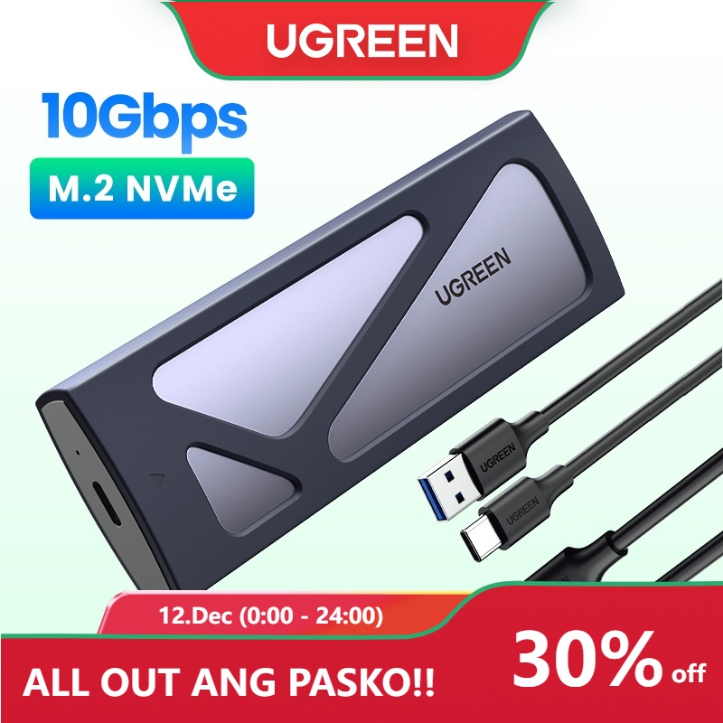 UGREEN USB-C to NVME SSD Case 10Gbps Portable Hard Drive Enclosure  Adapter For Hard Disk