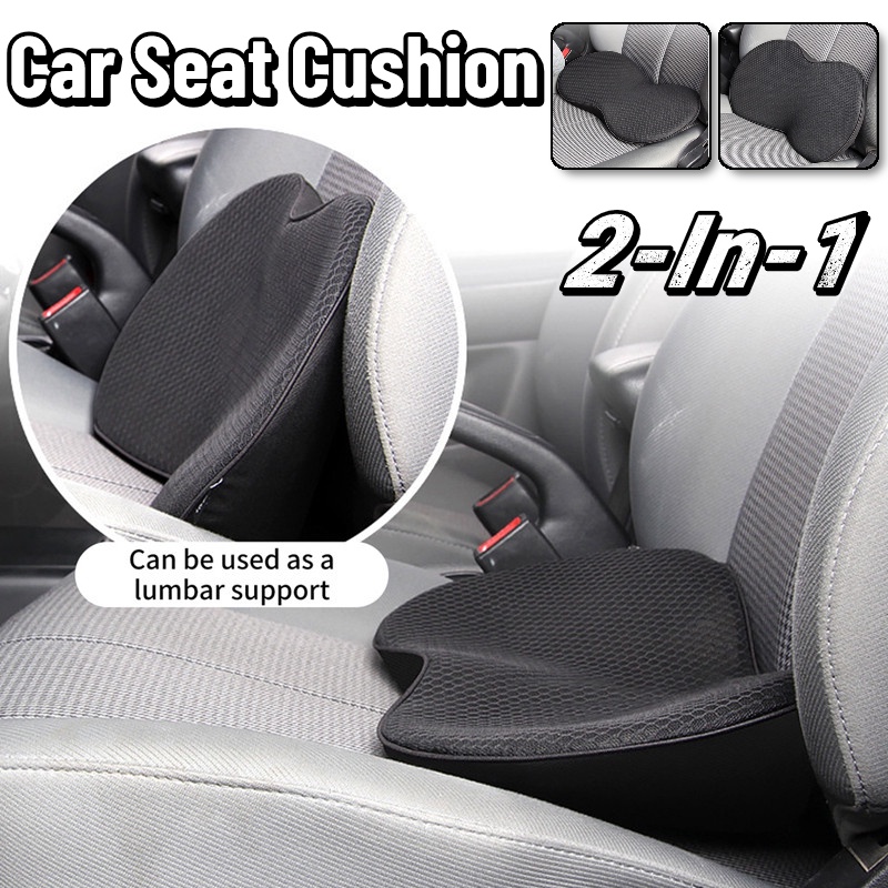 Car Seat Cushion 2 In 1 Memory Foam Car Heightening Seat Cushion Breathable Lumbar Support