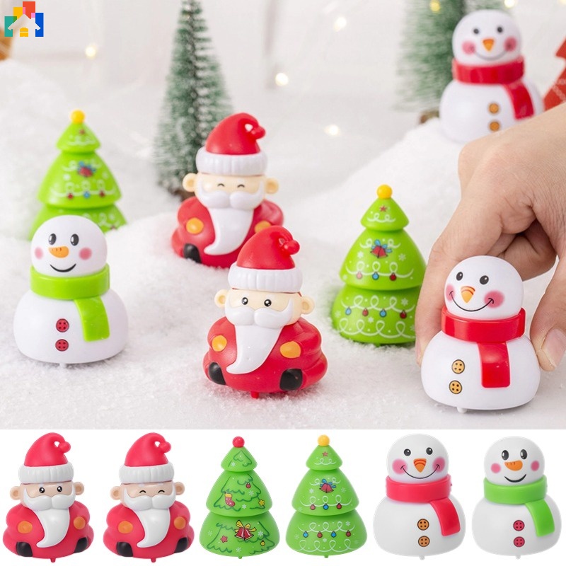 Cute Fashion Santa Claus Snowman Xmas Tree Styling Pull Back Car Toy Kids  Mini Christmas Plastic Cars Toys Festivals Birthday Home Party Favors