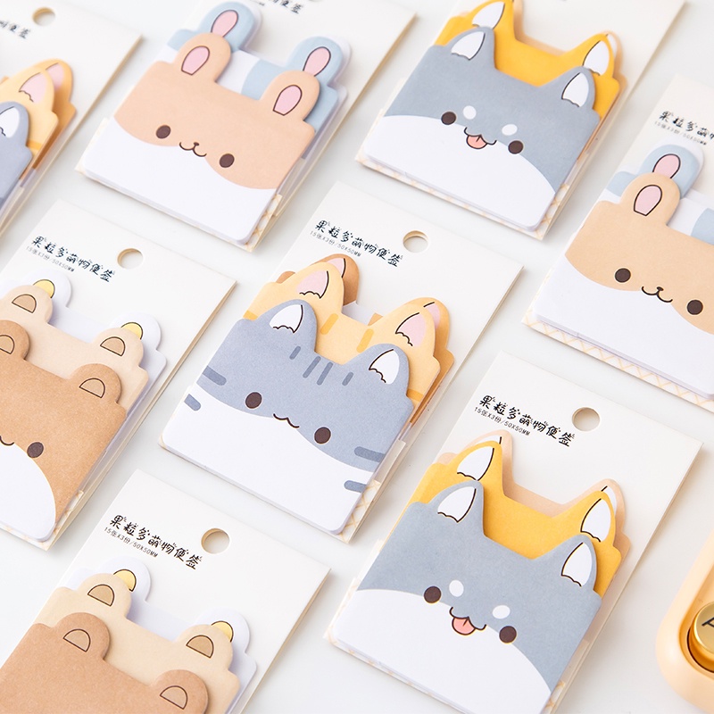 45 Sheets Kawaii Cartoon Pet Series Sticky Notes School Office Tearable ...