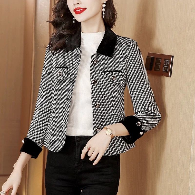 Blazer for woman French haute couture style tweed jacket short suit top