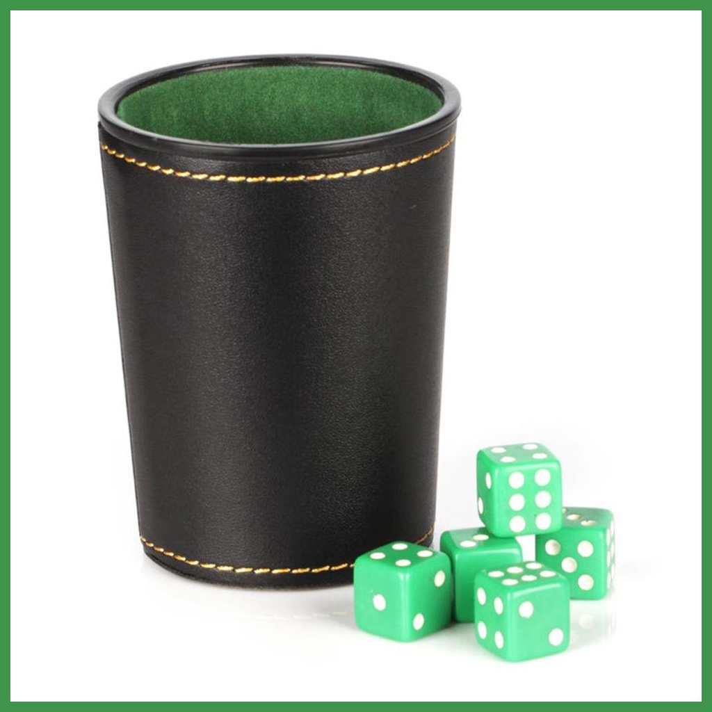 Yatzee Cup PU Leather Yahtzee Shaker Game Felt Interior With 5 6sided