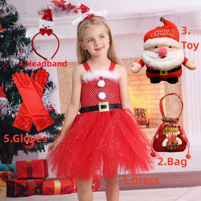 1 14Y Christmas Santa Claus Costumes for Toddler Girls Xmas Tutu Dress Outfit for Kids New Year Princess Dresses Children Miss Claus Clothes 4 years Shopee Philippines