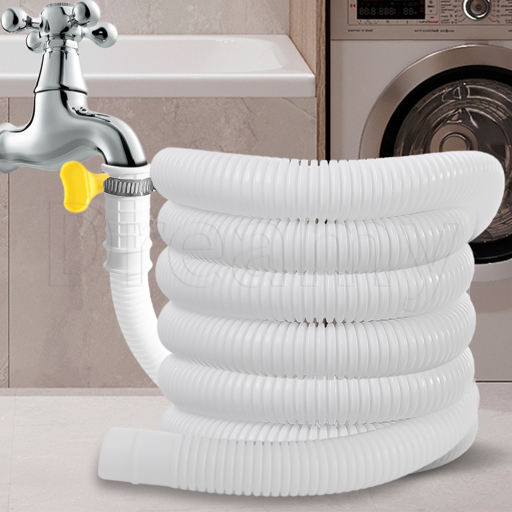 White Extension Drain Hose With Pipe Clamp / Flexible Faucet Water Pipe