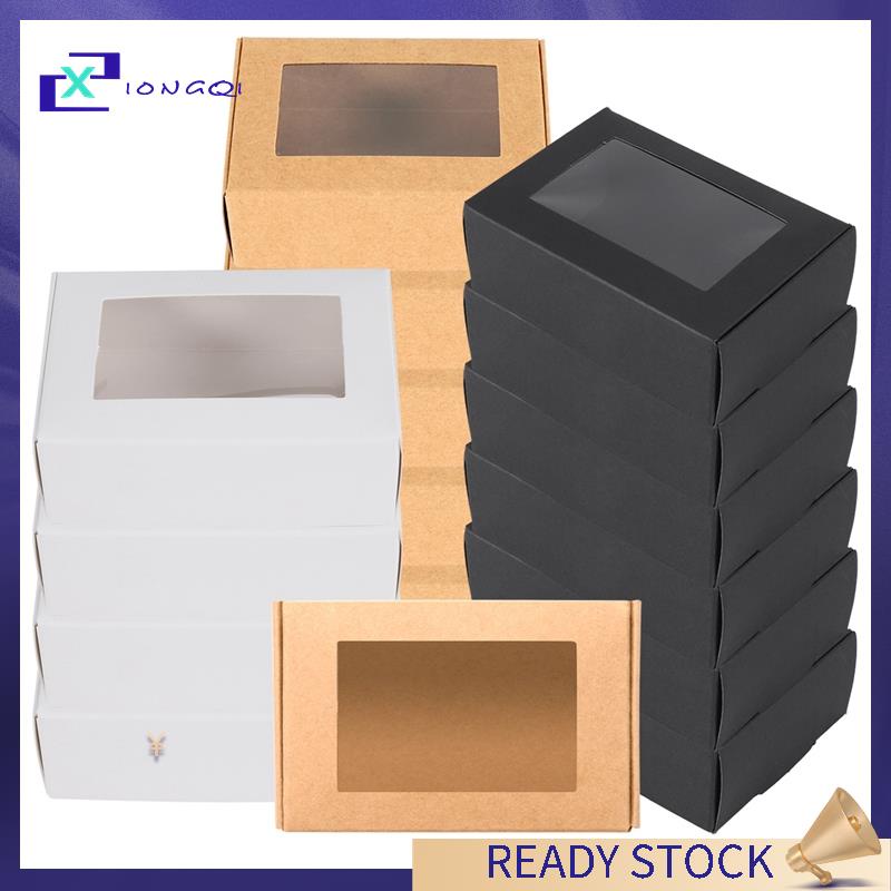 【Xiongqi】30 Pcs Mini Kraft Paper Box with Window Present Packaging Box ...
