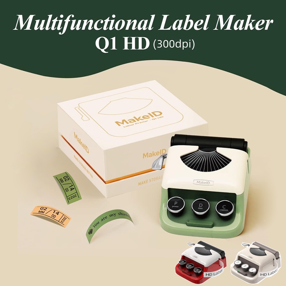 MakeID Label Maker HD 300dpi Smart Q1 Wireless Handheld Printer for IOS ...