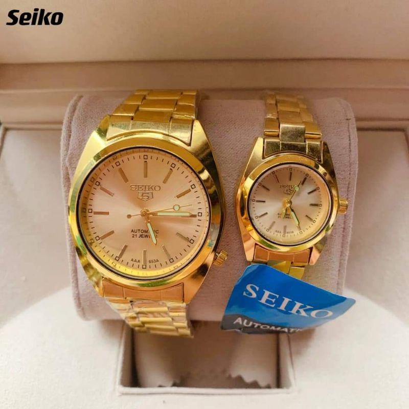 Seiko couple watch gold deals