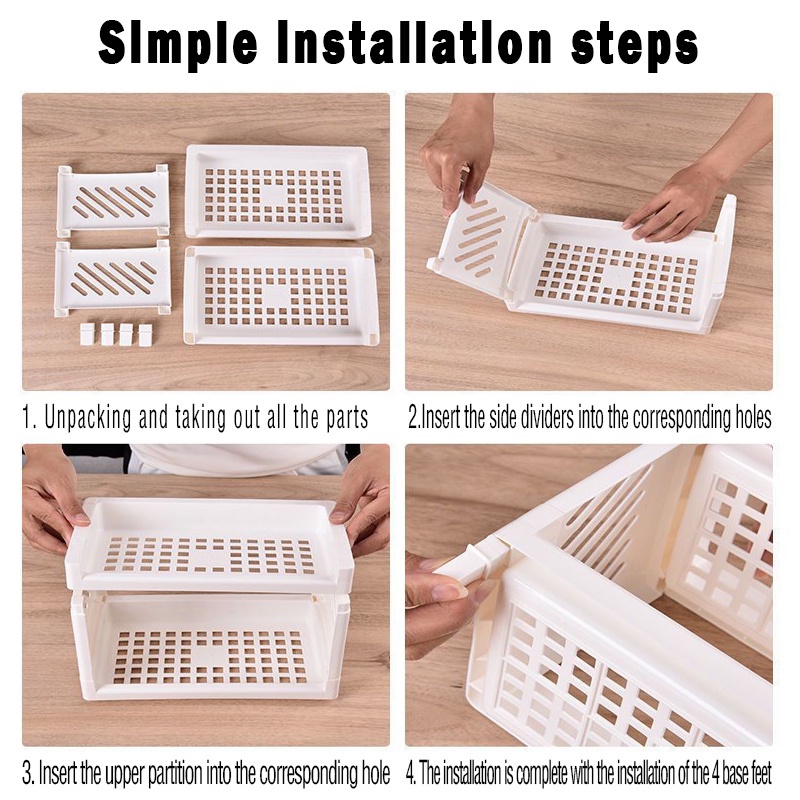 2 Layers Folding Desktop Storage Rack Bathroom Plastic Storage Rack ...