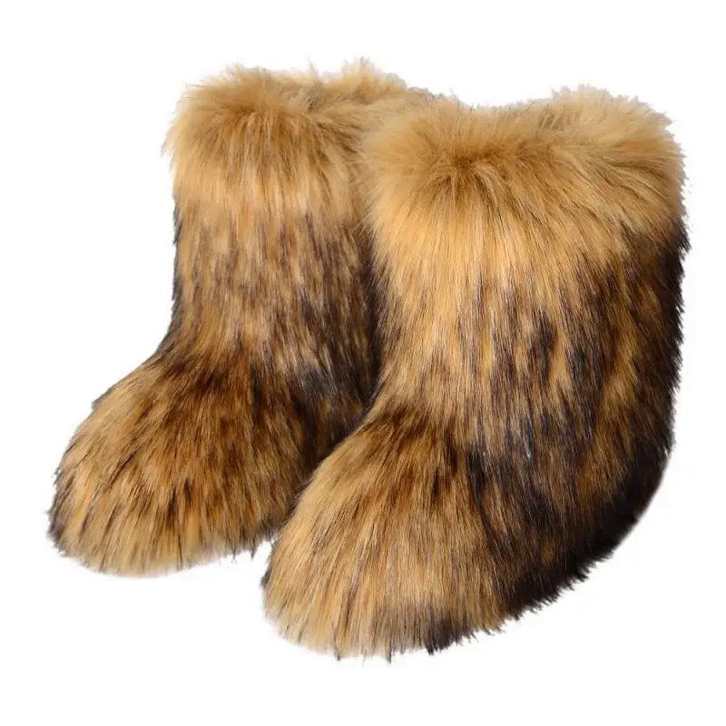 Stivali Da Donna Con Tacco A Plateau E Pelo - Stivali Caldi Invernali, Alti, Moda Furry, Per Look Fashion E Confortevoli