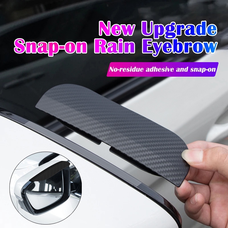 A Pair Universal Car Rearview Mirror Rain Cover Snap-On Rain Eyebrow ...