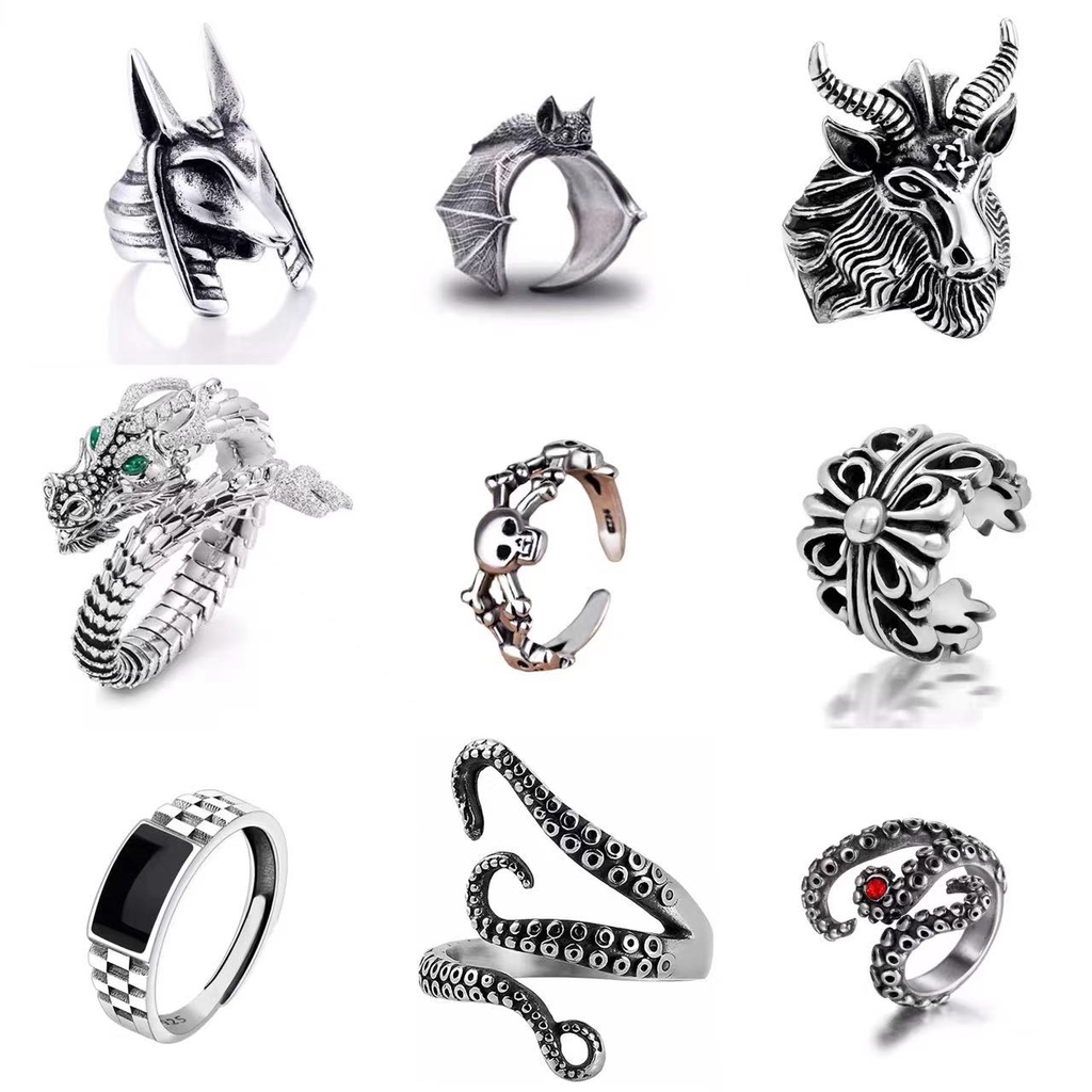 Creative Snake Bat Dragon Skull Hands Octopus Opening Ring for Men ...