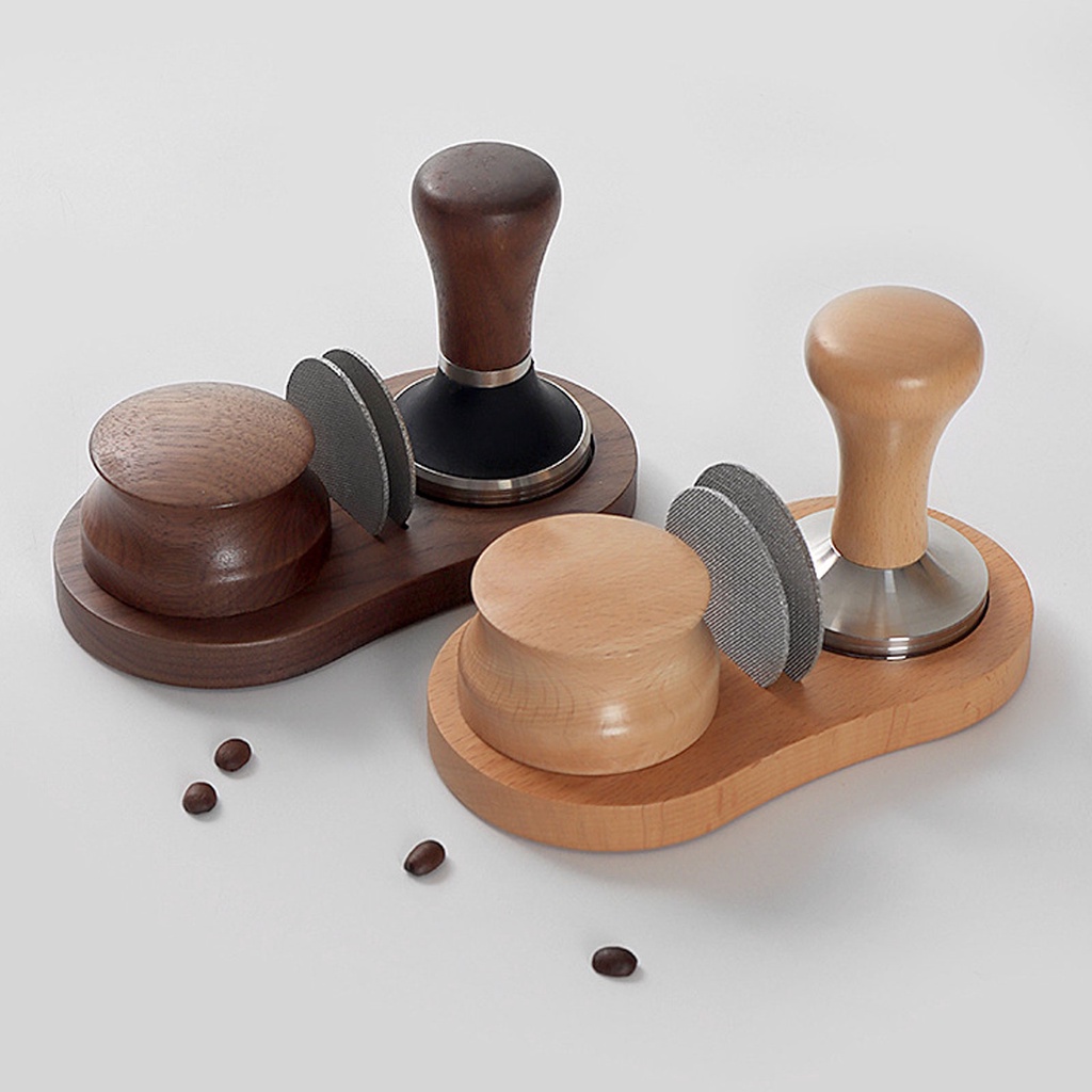 Rhine Wooden Coffee Tamper Stand 51/54/58mm Presser Holder For Espresso
