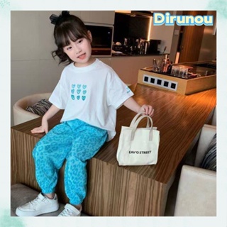 Fashion Girls Clothes Suit Summer New Children T-shirt Tops + Pants 2pcs  Set Loose Kids Girl Clothes Sportswear Outfits Teen Girls Clothing 4 5 6 8  10 12 Years
