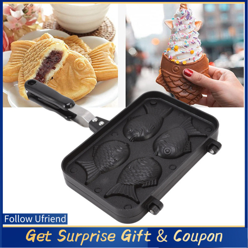 Taiyaki Fish Shape Cake Maker Non Stick Double Baking Pan Waffle Mold ...