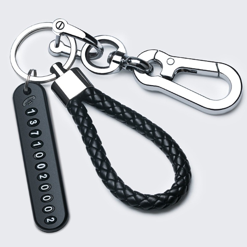 Car Motorcycle Keychain Anti Lost Phone Number Plate Woven Rope Pendant ...