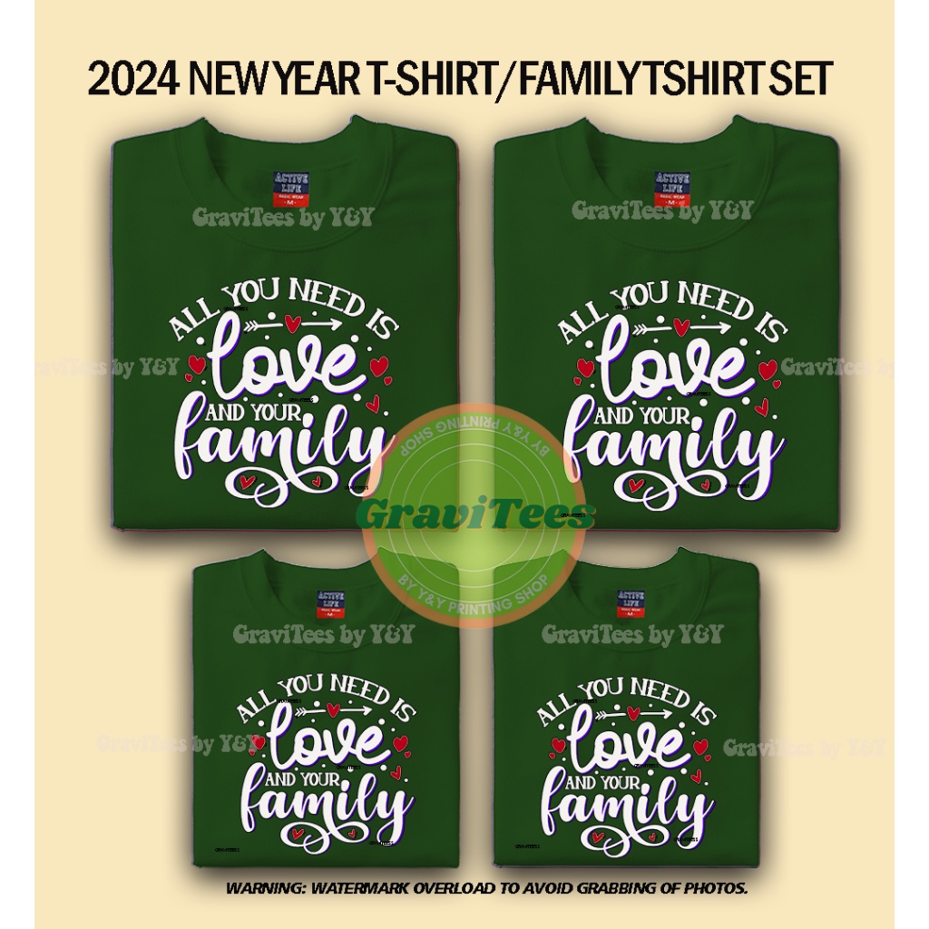 NEW YEAR 2024 TSHIRT ALL YOU NEED IS LOVE FAMILY TSHIRT SET APRICOT