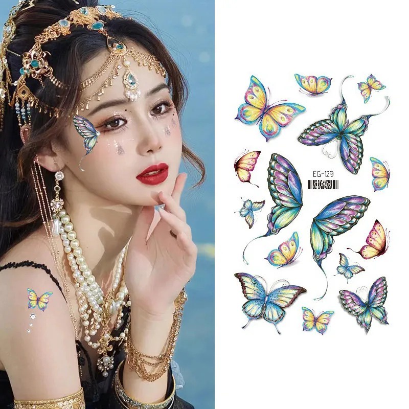 Butterfly Wings Eye Face Hands Body Art Fake Tattoos Shiny Tattoo ...