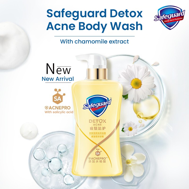Safeguard Chamomile Detox Acne Body Wash Acne Shower Gel Salicylic Acid