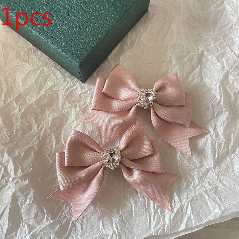 French Light Luxury Hair Clip Pink Diamond Hair Clip Love Bow Fashion