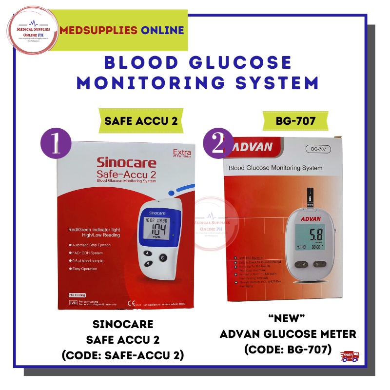 BLOOD GLUCOSE MONITORING SYTEM ADVAN BG707 and SINOCARE Safe